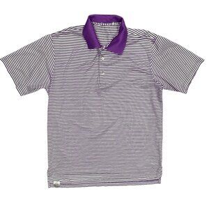 Peter Millar Polo Shirt Short Sleeve Striped Cotton Purple Large